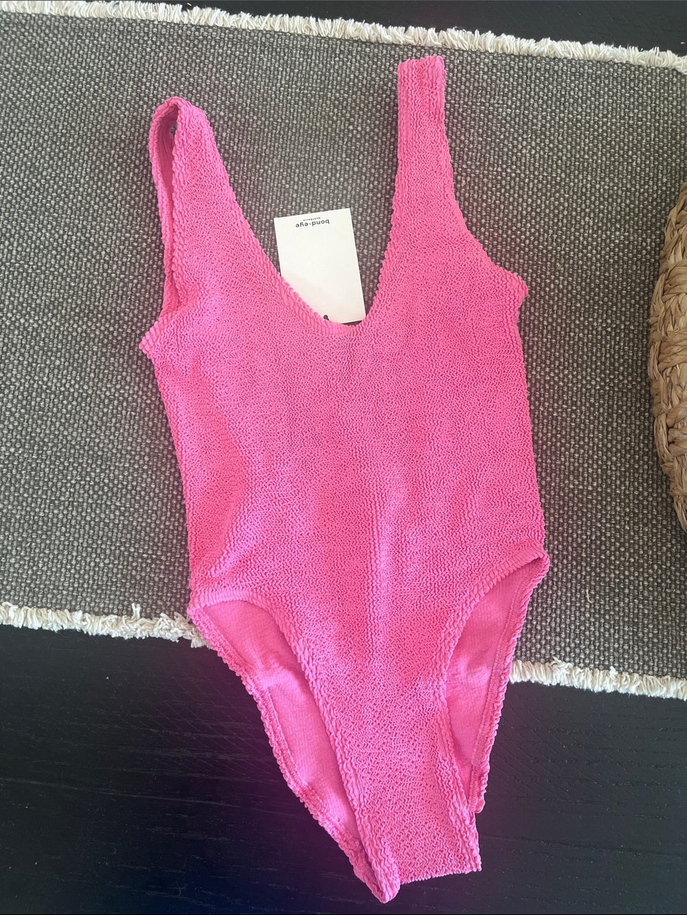 New Bond-Eye 💗Candy Pink 💗Textured Scoop One-Piece Swimsuit